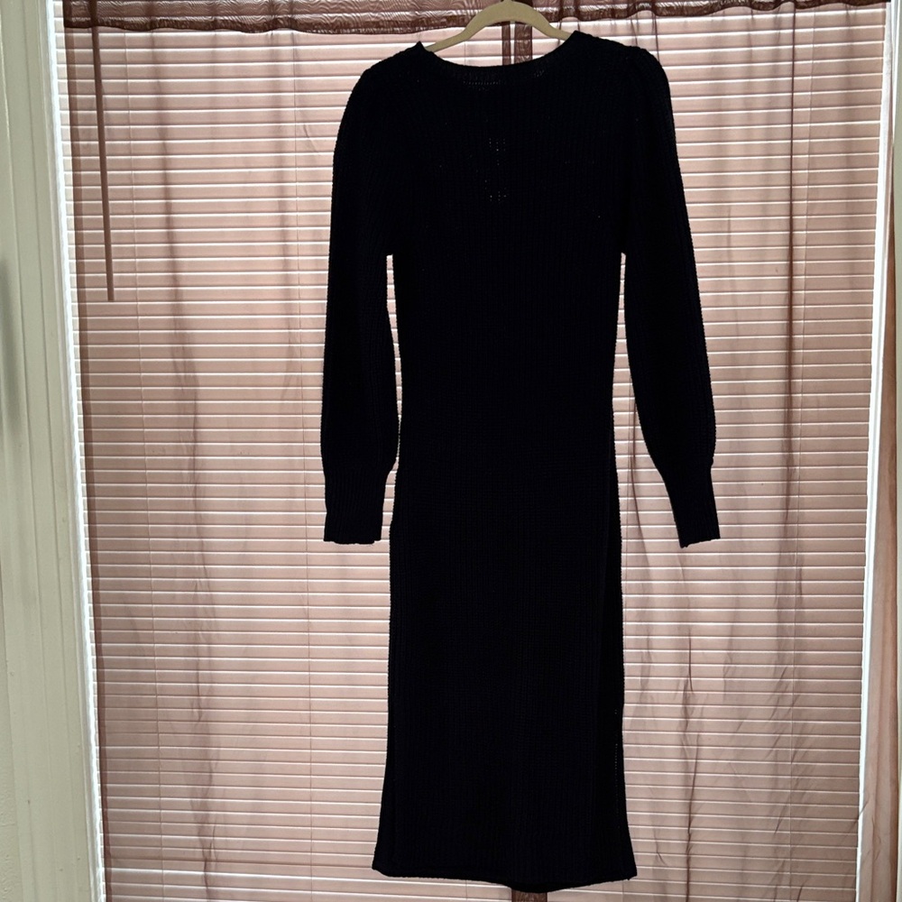 Maurices Navy Maxi Cable Knit Sweater Dress Balloon Sleeves  NWOT S/M - Picture 5 of 10